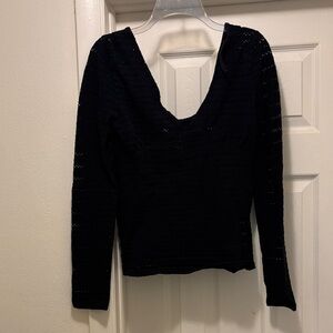 Free People Black Eyelet Knit Top